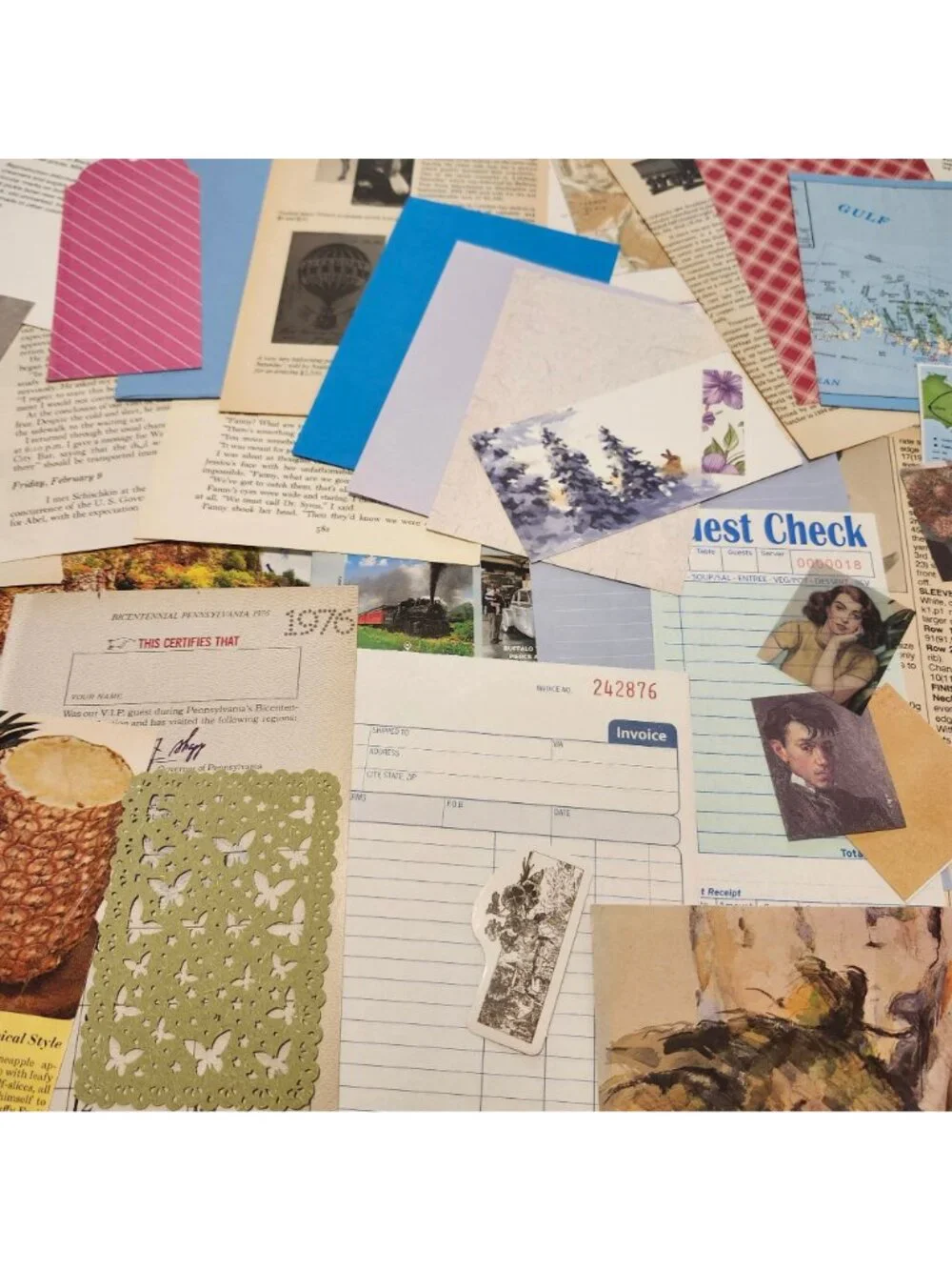70 + Piece Ephemera Lot Junk Journal Kit Scrapbooking Paper Supplies Mixed Bundl